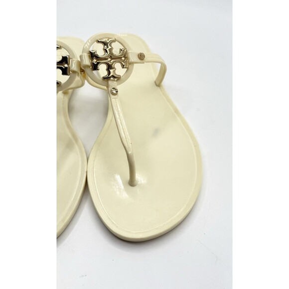 Tory Burch Mini Miller Jelly sandals Cream and Gold Flat Logo Slide 11 Women’s - Picture 2 of 5